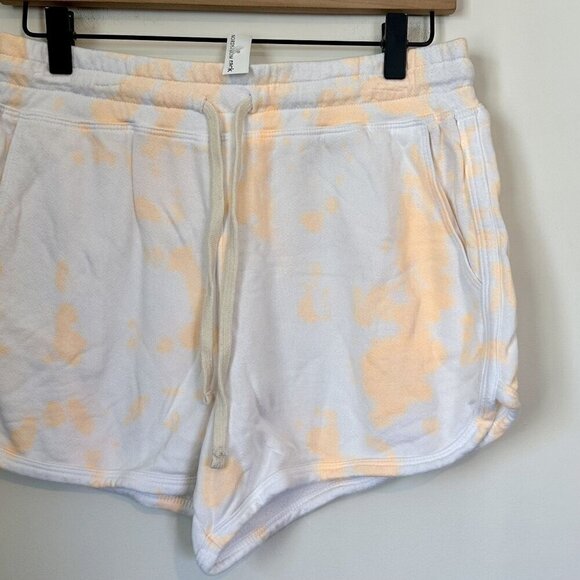 NWT Sundry Drawstring Waist Terry Sweat Shorts White Orange Cream Tie Dye - 2(M) - Picture 3 of 9